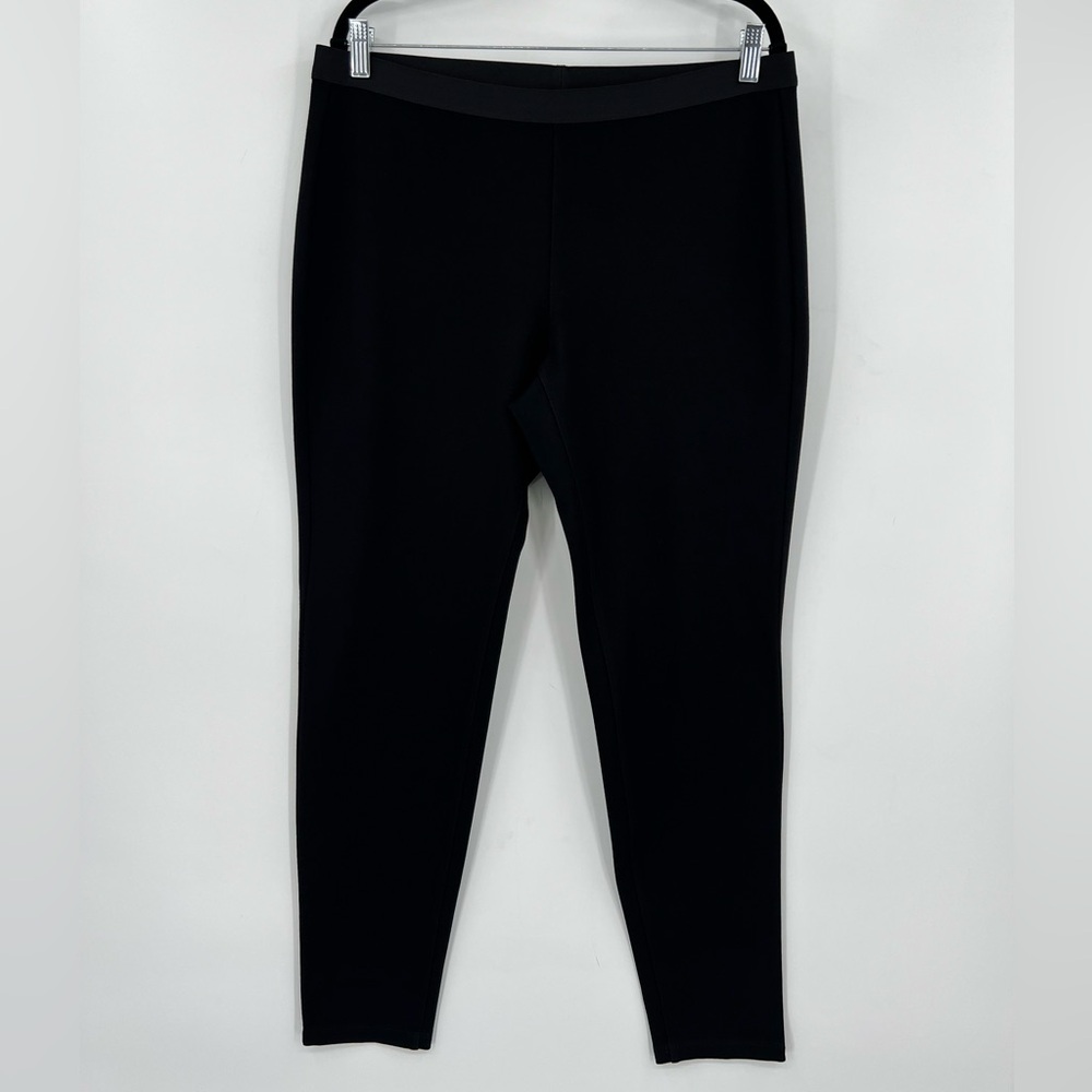 Eileen Fisher Elastic Waist Leggings Pull On Pants Solid Black Stretch Sz Large - Picture 4 of 13